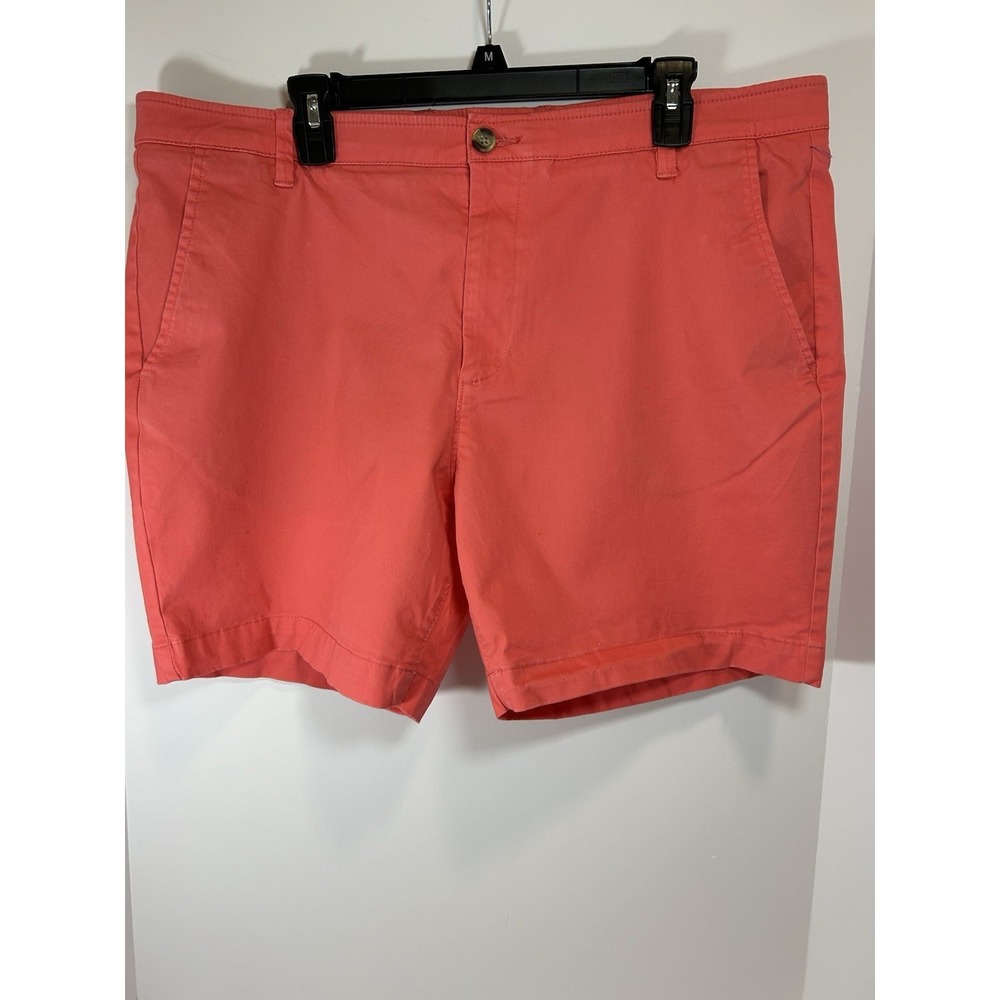 Crown & Ivy Mens Motion Flex Chino Shorts 40 Coral 6.5" Inseam Stretch Preppy